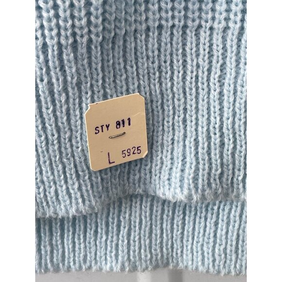 Vintage 80s College Point Sweater Vest Size Large VNeck Light Blue Deadstock NEW - Picture 3 of 6